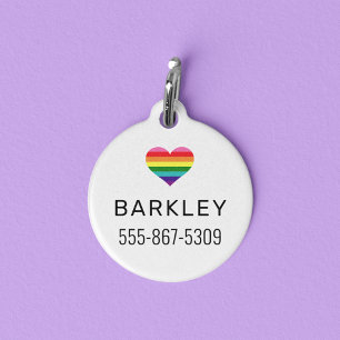Rainbow Heart Custom Dog Pet Name ID Tag