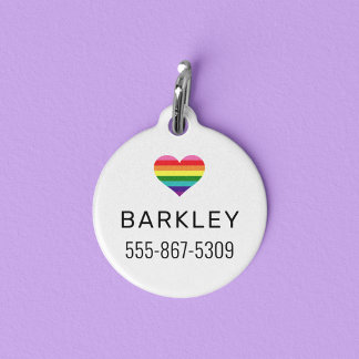Rainbow Heart Custom Dog Pet Name Pet ID Tag