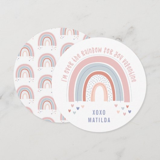 Rainbow heart cute classroom valentine (Front/Back)