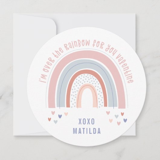 Rainbow heart cute classroom valentine (Front)