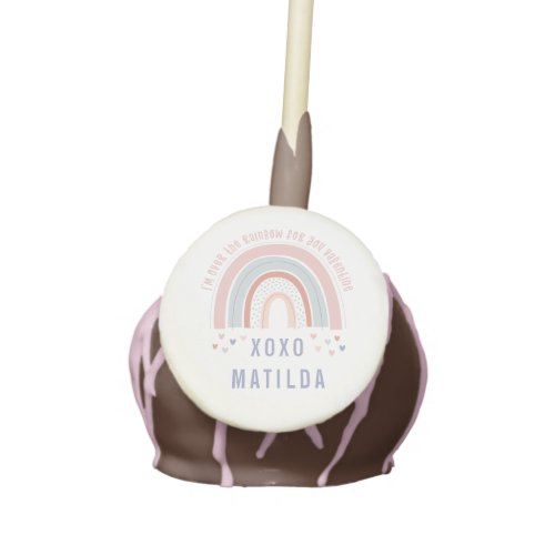 Rainbow heart cute classroom valentine gift cake pops