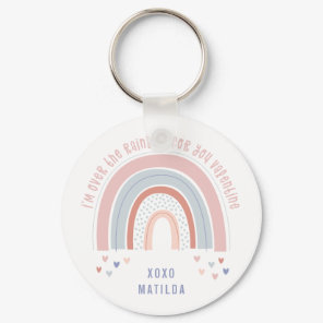 Rainbow heart cute classroom valentine gift keychain
