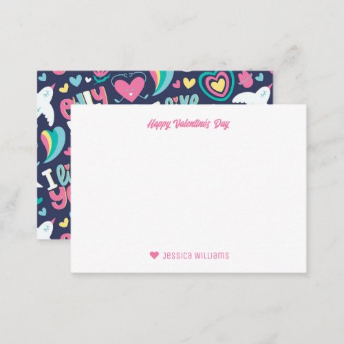 Rainbow Heart Doodle Pattern Cute Valentines Day Note Card
