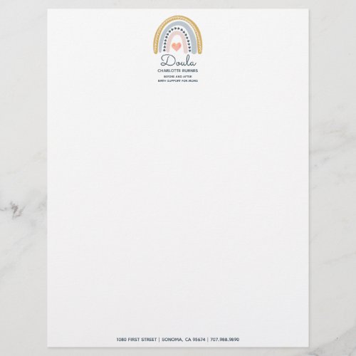 Rainbow Heart Doula Business Letterhead