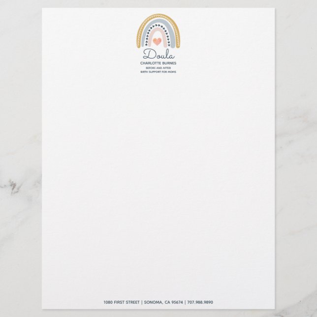 Rainbow Heart Doula Business Letterhead (Front)