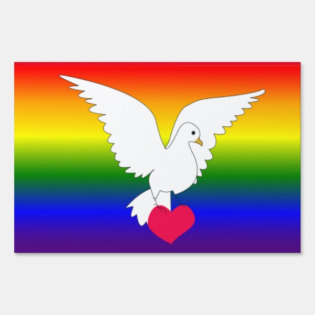 RAINBOW HEART DOVE SIGN (Front)