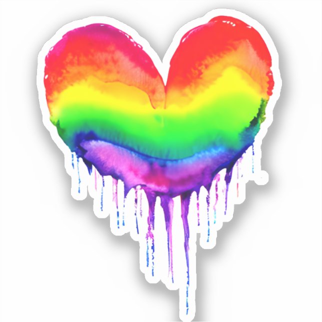 Rainbow Heart Dripping Paint Sticker (Front)