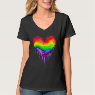 Rainbow Heart Dripping Paint T-Shirt