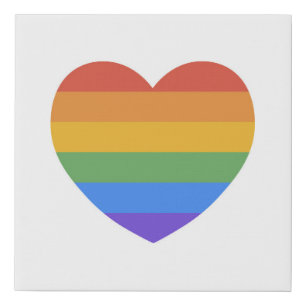 Rainbow Heart Faux Canvas Print