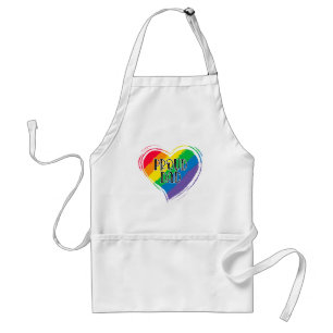 Rainbow Heart Flag Proud Dad LGBT Gay Pride Month Adult Apron