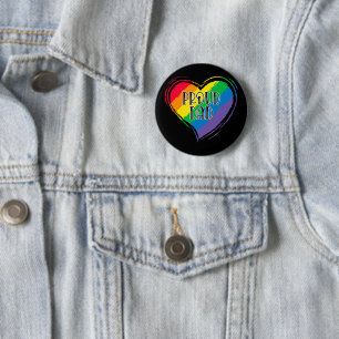 Rainbow Heart Flag Proud Dad LGBT Gay Pride Month Button