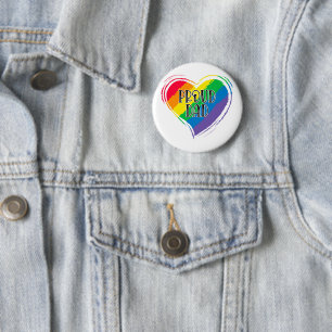 Rainbow Heart Flag Proud Dad LGBT Gay Pride Month Button