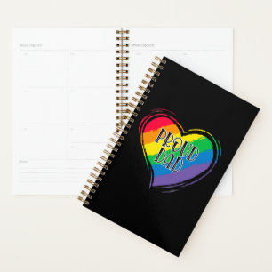 Rainbow Heart Flag Proud Dad LGBT Gay Pride Month Planner