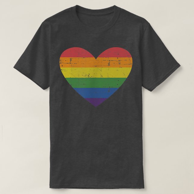 Rainbow heart  for gay and lesbian support pride m T-Shirt (Design Front)