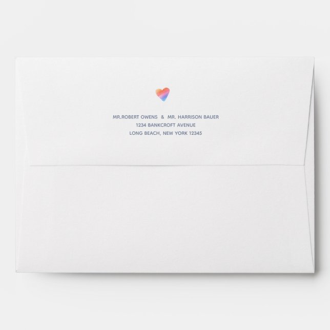 Rainbow Heart Full of Joy Wedding Envelope (Back (Top Flap))