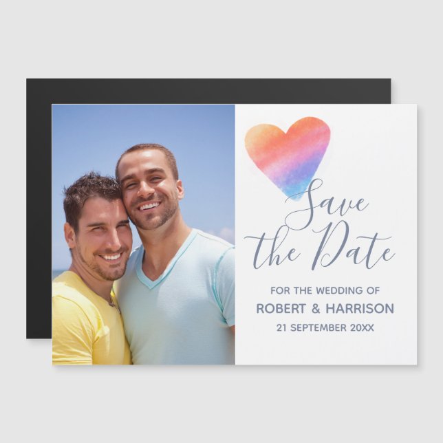 Rainbow Heart Full of Joy Wedding Magnetic Invitation (Front/Back)