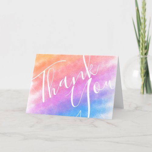 Rainbow Heart Full of Joy Wedding Photo Thank You Card