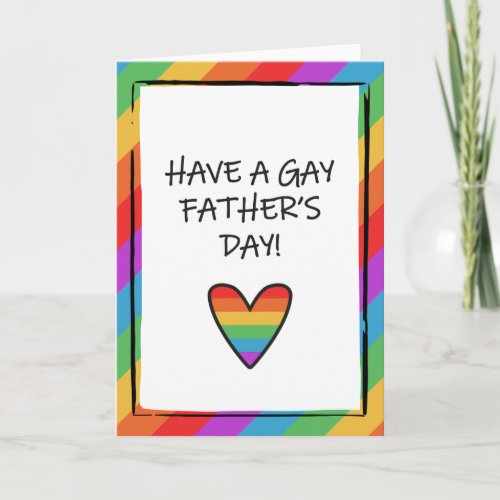 Rainbow Heart Gay Fathers Day Card