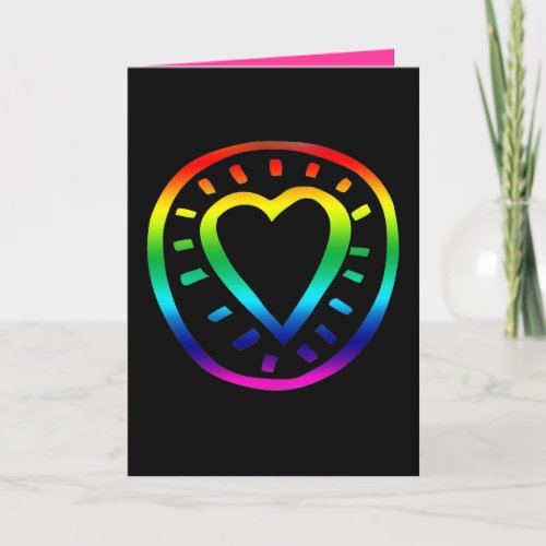 Rainbow Heart Gay Valentines Day Black Card