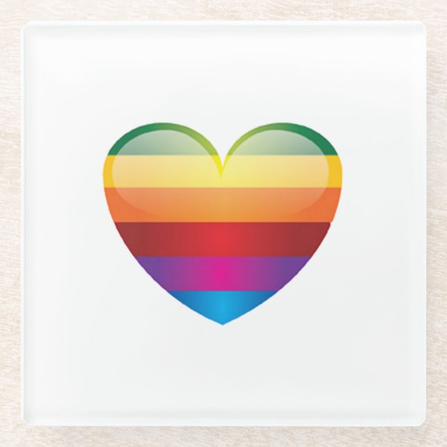 Rainbow Heart Glass Coaster (Front)