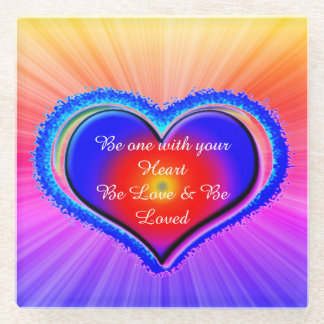Rainbow Heart  Glass Coaster