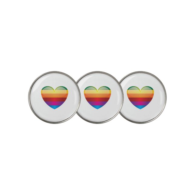 Rainbow Heart Golf Ball Marker (3 Up)