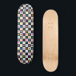 Rainbow Heart Grid Pattern Skateboard<br><div class="desc">An on-trend black and white checkerboard patterned blanket with a rainbow of colored hearts give this skateboard deck a fun vibe.</div>