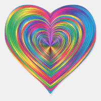 Rainbow Heart Gem Heart Sticker, Zazzle.com