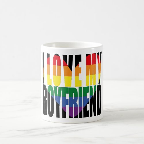 Rainbow Heart I Love My Boyfriend  Coffee Mug