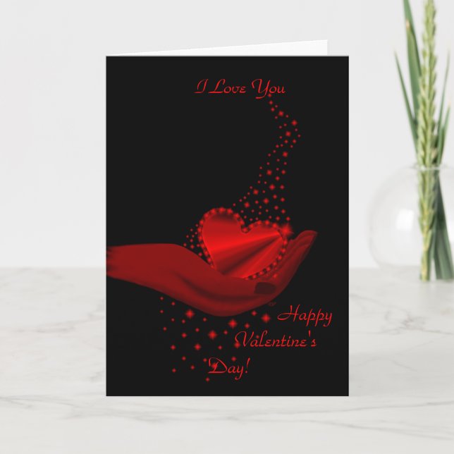 Rainbow Heart in Hand with Stars Holiday Card (Front)