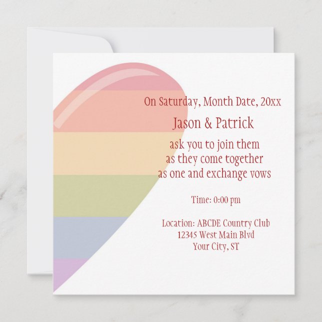 Rainbow Heart Invitation (Front)