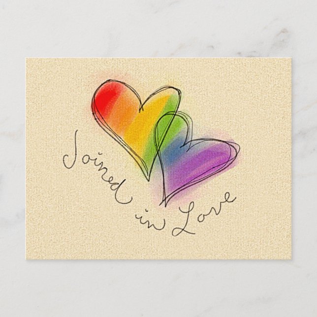 Rainbow Heart Joined in Love Postcard (Front)