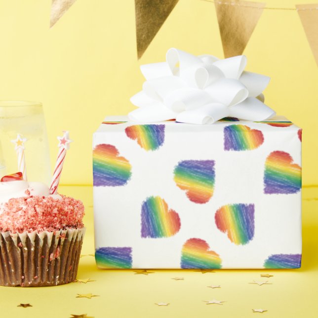 Rainbow heart kaleidescope wrapping paper (Birthday Party)