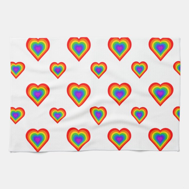 Rainbow Heart Kitchen Towel (Horizontal)