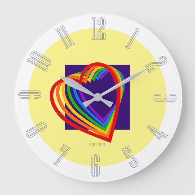 Rainbow Heart Large Clock (Front)