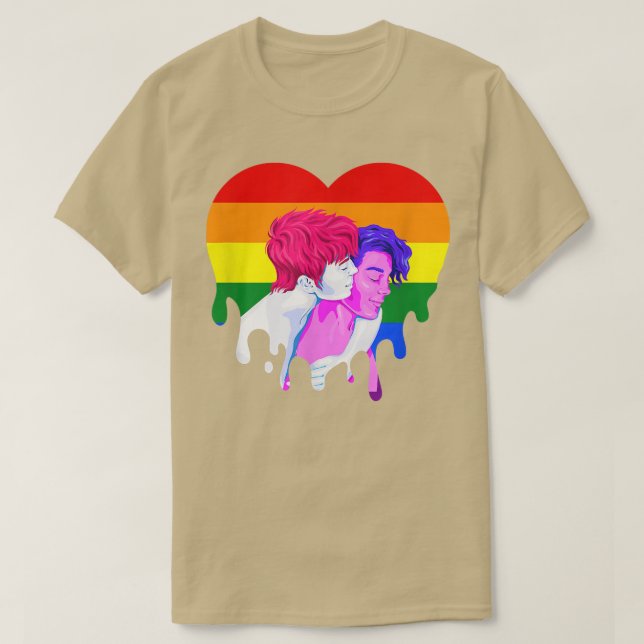 Rainbow Heart Lesbian Gay Pride Month Transgender  T-Shirt (Design Front)