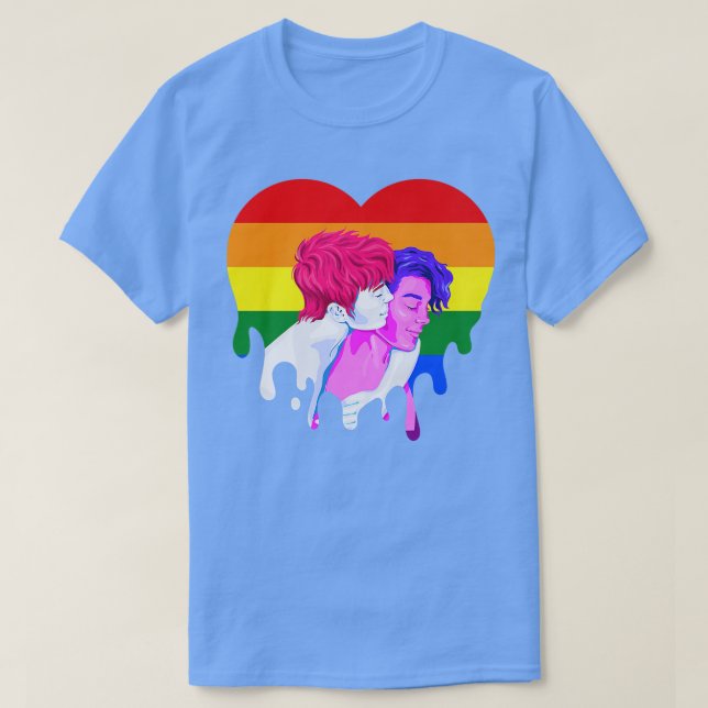Rainbow Heart Lesbian Gay Pride Month Transgender  T-Shirt (Design Front)