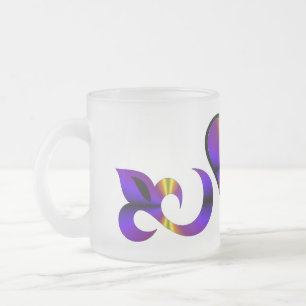 Rainbow Heart Lily and Butterfly Frosted Glass Coffee Mug
