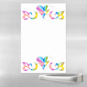 Rainbow Heart Lily and Butterfly Magnetic Dry Erase Sheet
