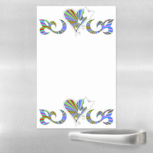 Rainbow Heart Lily and Butterfly Magnetic Dry Erase Sheet
