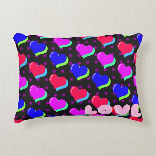 Rainbow Heart Love Accent Pillow (Front)
