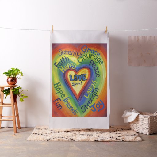 Rainbow Heart Love Art Material Fabric 