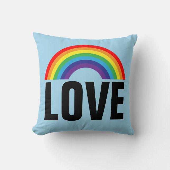 RAINBOW HEART LOVE ART THROW PILLOW (Front)