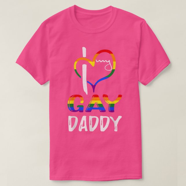 Rainbow Heart Love Gay Daddy LGBTQ LGBT Pride Mont T-Shirt (Design Front)