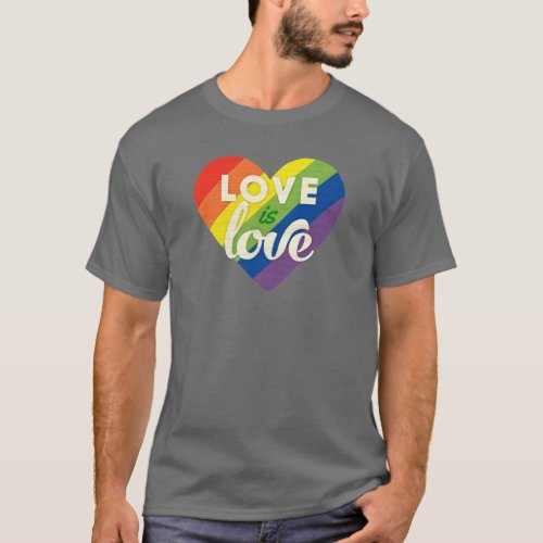 Rainbow Heart Love is Love T_Shirt