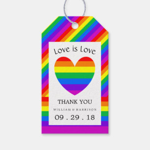 Rainbow Heart Love is Love Wedding Gift Tags