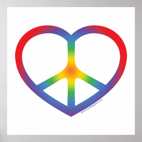 Rainbow Heart Love Peace Sign