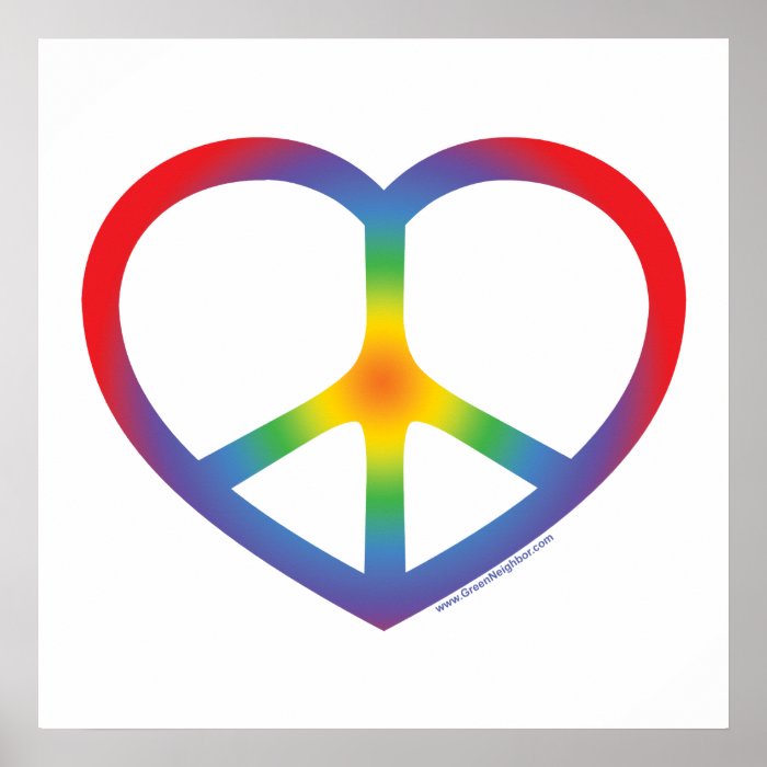 Rainbow Heart Love Peace Sign Poster Zazzle