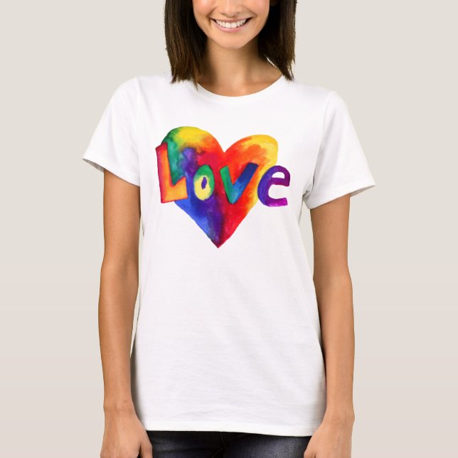 Rainbow Heart Love Word Flowing Tank Top (Front)