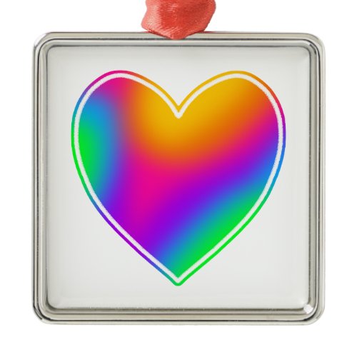 Rainbow Heart Metal Ornament